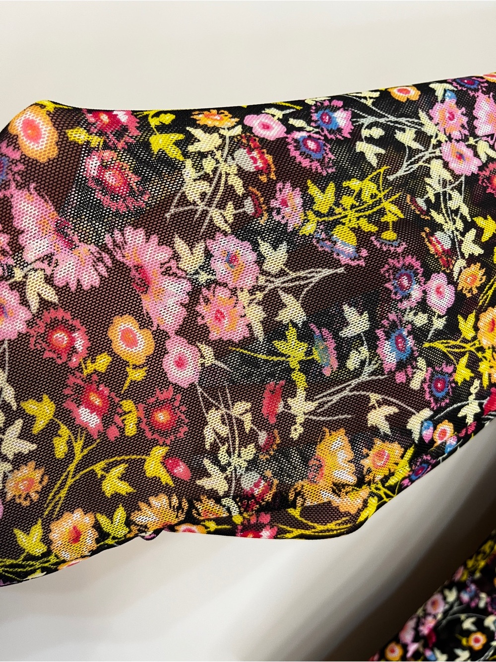 Floral Long-Sleeve Top - Black w Yellow & Pink Flowers - Picture 8 of 8